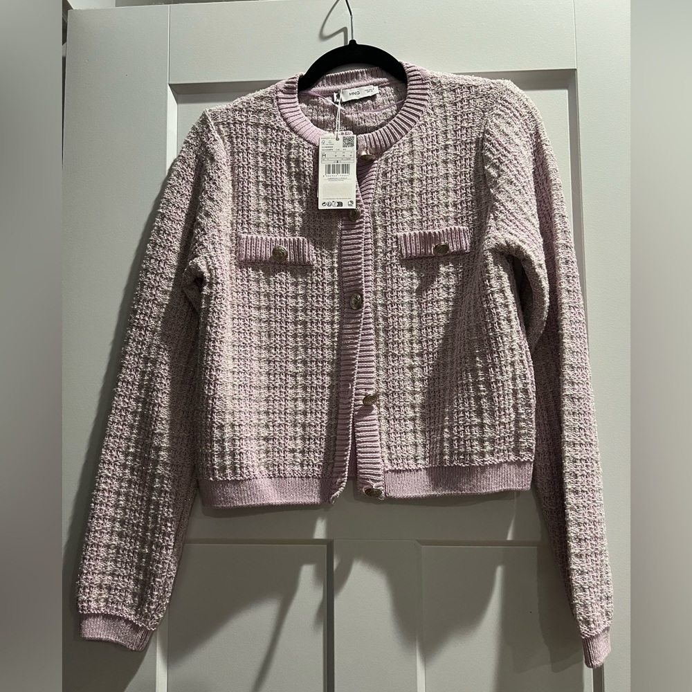 NWT Mango Light Pink and Purple Knit Cardigan